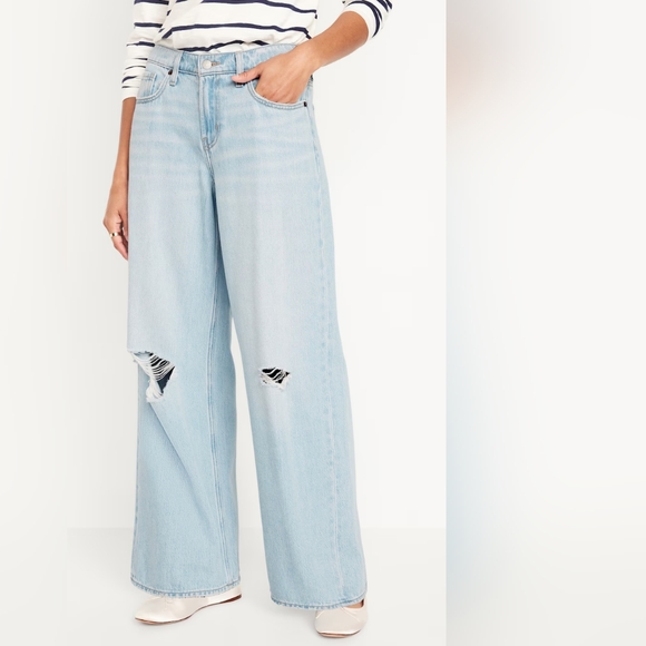 NWT Old Navy Mid-Rise Baggy Wide Leg Jeans - Picture 1 of 5